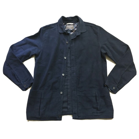 DS Dundee Mens Navy Blue Cotton Jacket Button Down Shirt Pocket 40 Contrast Cuff - Picture 2 of 15